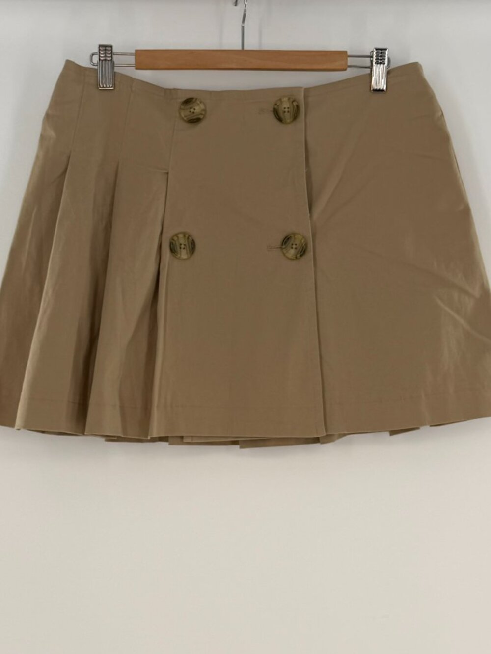 NWT Anthropologie Maeve Reworked Pleated Mini Skirt Khaki Size 12